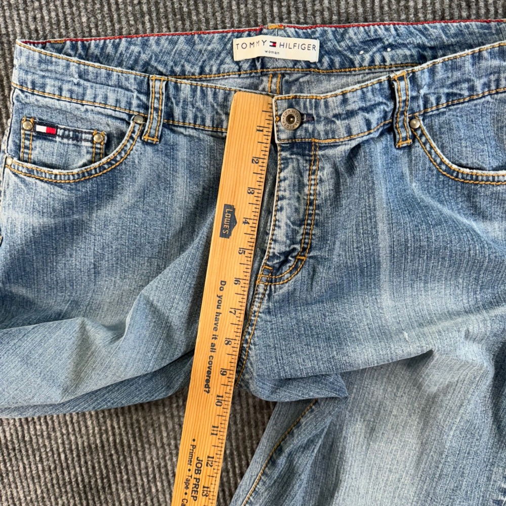 VTG Y2K Tommy Hilfiger Jeans Womens 16 Light Wash Denim Logo Bootcut Retro - Picture 8 of 11